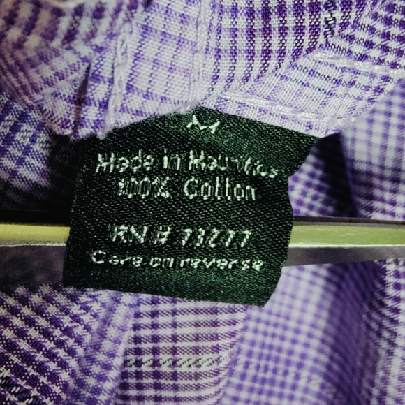 Apt. 9 Men's Purple Plaid Button Down Shirt with Front Pockets, Size M - Picture 5 of 7